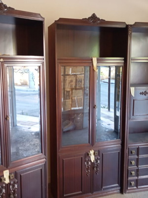 Wooden showcase used, set of three pieces