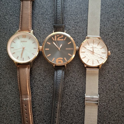 Oozoo women's watches pack of 3 used, quartz, leather and metal straps