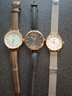 Oozoo women's watches pack of 3 used, quartz, leather and metal straps
