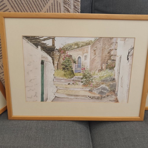 Watercolor paintings set of 4 like new with frames