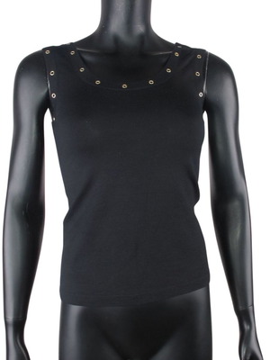 Le Tricot Longhin sleeveless top size S black like new with metal eyelets