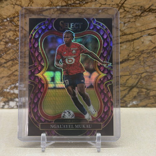 2025-26 Panini Select Ngal'ayel Mukau Mezzanine Purple Dragon Scale Prizm card