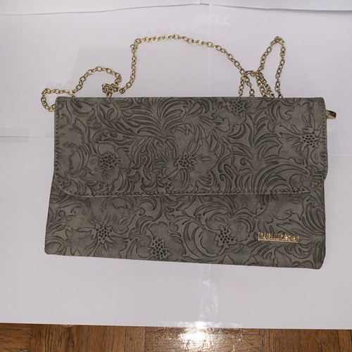 Dukidaso khaki handbag with embossed design like new