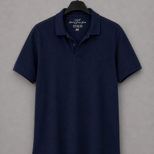 H&M L.O.G.G. men's polo shirt navy blue, size M, 100% cotton