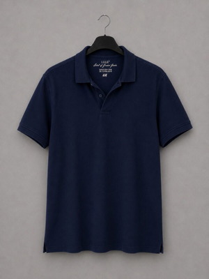 H&M L.O.G.G. men's polo shirt navy blue, size M, 100% cotton