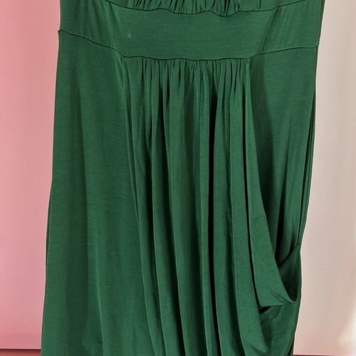 Green halter dress with draped detail size M like new