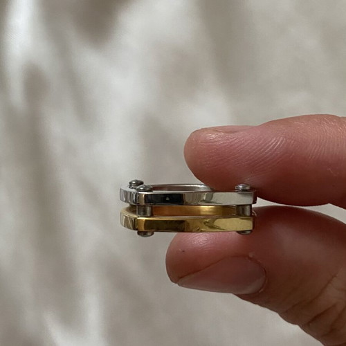 Unisex Two-Tone Stainless Steel Ring Size 53 New