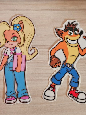 Crash Bandicoot and Coco Bandicoot handmade stickers made to order