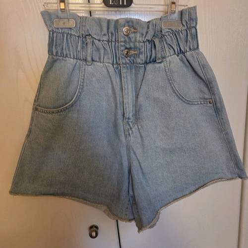 Zara denim shorts extra small like new, high waist, blue