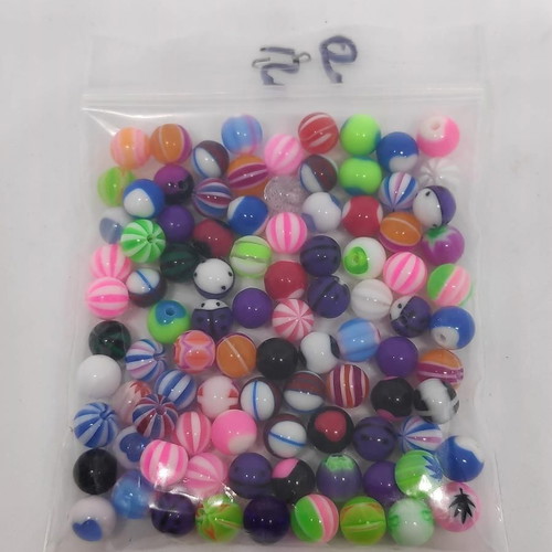 Acrylic piercing beads set 95 pieces like new, colorful designs