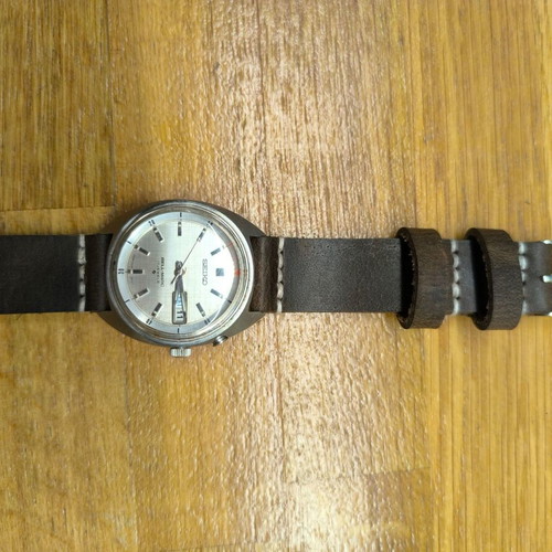 Handmade leather watch strap, brown and green, custom sizes