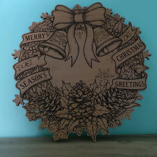 Laser Engraved Christmas Wreath New
