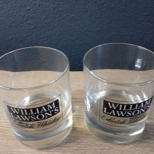 William Lawson's Scotch Whisky collectible glasses set of 2 like new