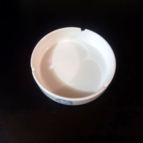 Ceramic ashtray white with blue flowers vintage minimal