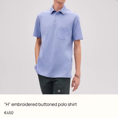 Hermes H Embroidered Buttoned Polo Shirt L Like New Turquoise