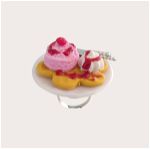 Δαχτυλίδι βάφλα μεσαία με παγωτό φράουλα, σαντυγί και σιρόπι με πολυμερικό πηλό