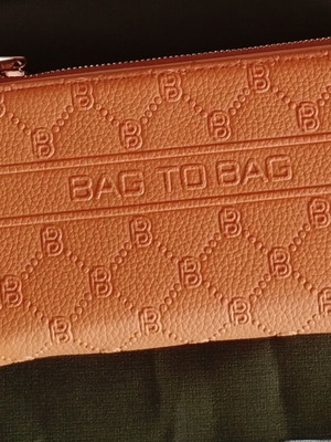 A To Z Greek wallet with multiple card slots, brown-orange