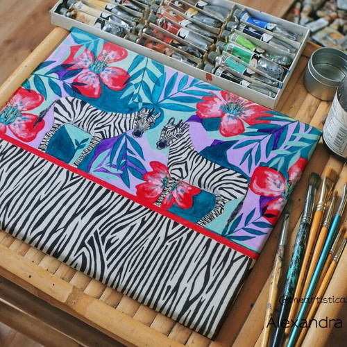 Boho Zebras Painting Acrylic on Canvas 40x50 cm New