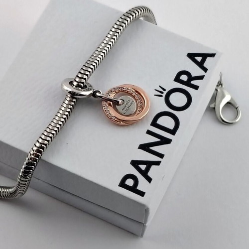 Pandora Family Circles Dangle Charm S925 ALE Rose Gold and Silver