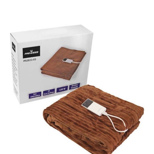 Princess double electric blanket washable brown 120W 160x180cm new