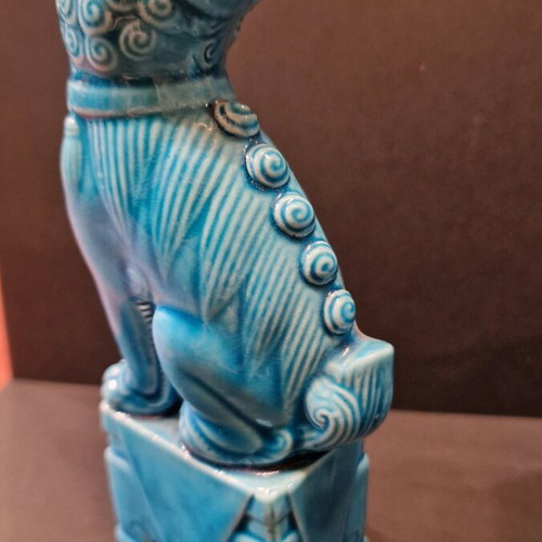 Chinese porcelain Foo dogs 20th century turquoise, like new