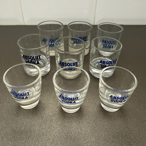 Absolut shot glasses, pack of 9, 2 types