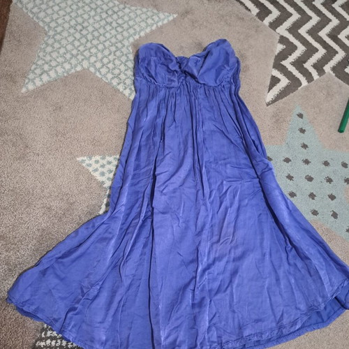 Strapless summer dress like new, intense blue and purple, sizes S M