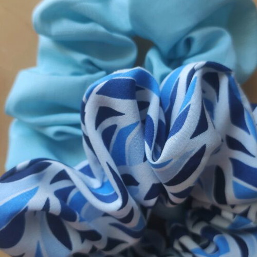 Handmade XL fabric scrunchies set of two