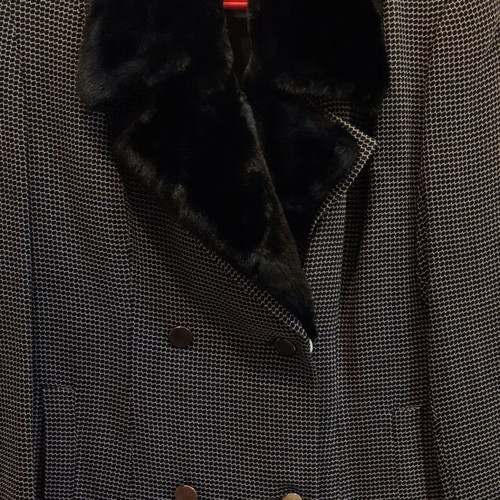 FIDELE jacket with fur like new, black and brown