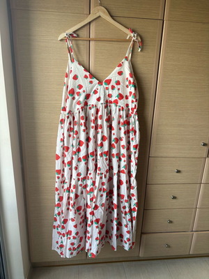 Karavan dress like new with belt, white and red