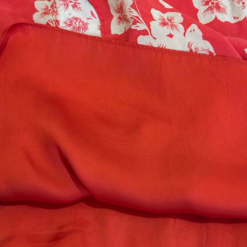 Pinko dress red with beige flowers like new, size XL, 100% silk