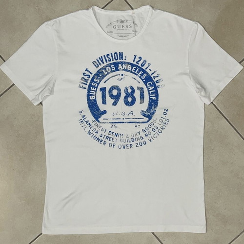 Guess Men T-Shirt white vintage print size M like new