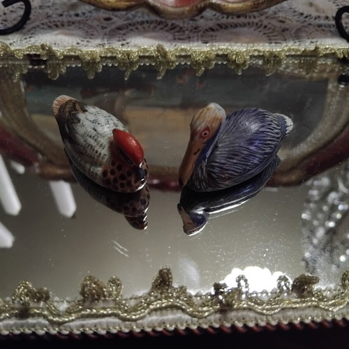 Vintage handmade bird miniatures set of 3, like new, wood and ceramic