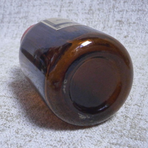 Pharmacy bottle used vintage German Bayer Leverkusen 1950s amber color
