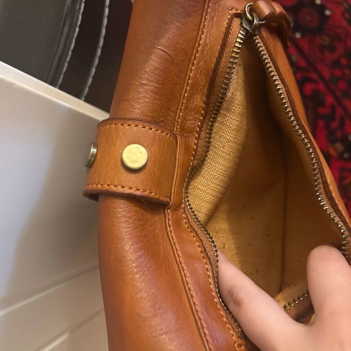 Italian leather bag Vera Pelle like new, brown orange