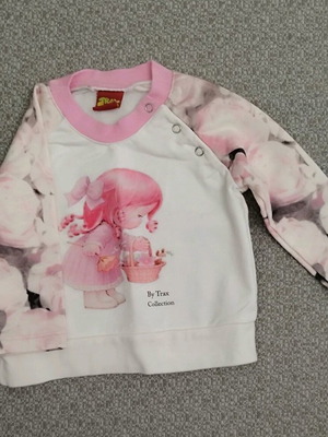 Baby shirt 9M like new with print and floral sleeves