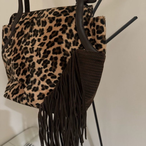 Martissima by Marta shoulder bag leopard print like new with fringes