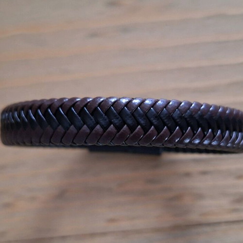 Men's black and brown braided bracelet with magnetic clasp like new