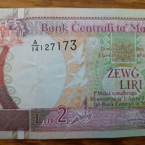 Malta 2 Liri banknote 1967