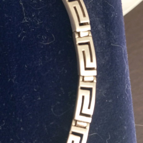 Silver vintage necklace ancient Greek style with meander shape 925