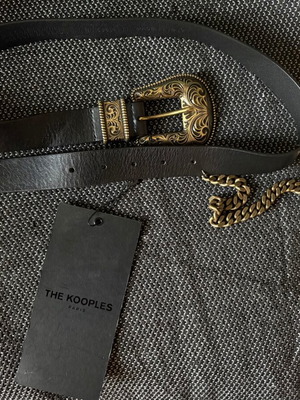 Black leather belt The Kooples 90cm new with bronze buckle and heart charm