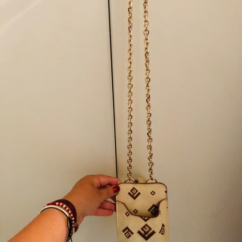 Lovely Handmade crossbody phone bag new, beige with gold chain