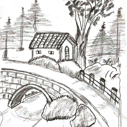 Pencil drawing original artwork 14 x 21 cm new