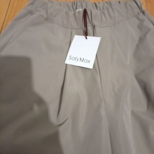 Wide Leg Beige Pants One Size, Gabardine Fabric, Ankle Length with Pockets