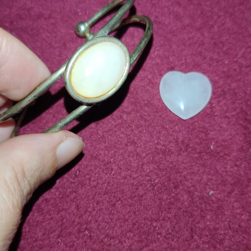 Bracelet and heart from rose quartz used, pink and silver