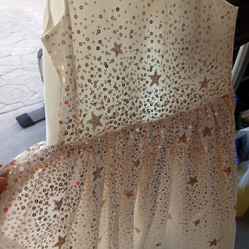 H&M girls' dress like new, white and gold, size 140-146 cm