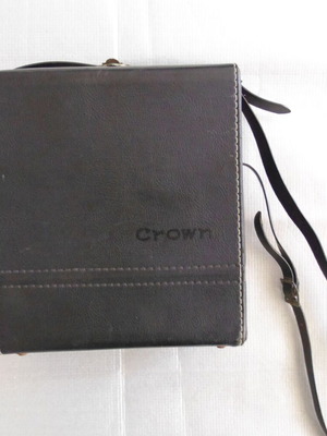 Vintage δερμάτινη θήκη κάμερας Crown μεταχειρισμένη, μαύρη, με ρυθμιζόμενο λουρί