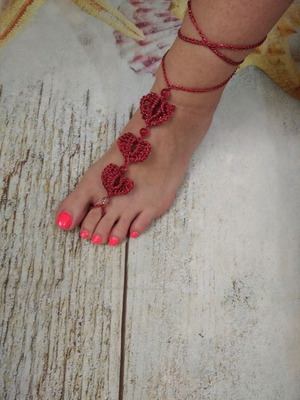 Κοσμήματα Barefoot για τα πόδια καινούργια, μπορντο