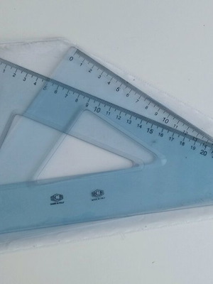 Set of rulers with square and numbering for linear drawing used