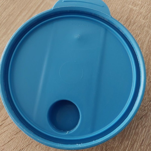 Tupperware jug used with airtight lid, blue translucent